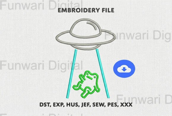 Alien Abduction UFO Frog Embroidery