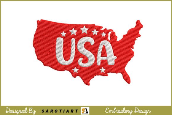 American Map Embroidery 4th of July