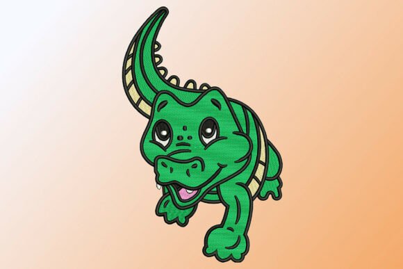 Cute Baby Aligator Embroidery Design