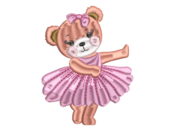 Cute Ballerina Bear Embroidery