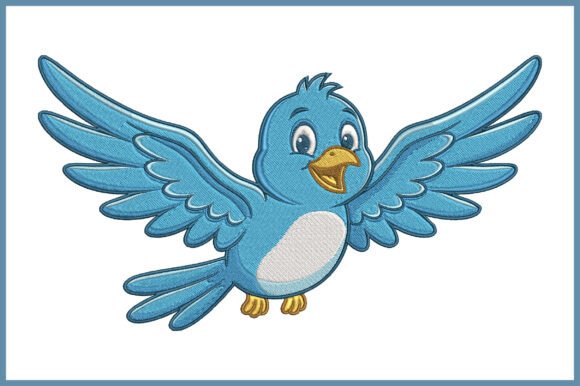 Cute Blue Bird Embroidery Design