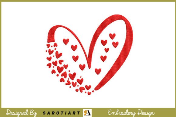 Embroidery Heart Love Valentine Design