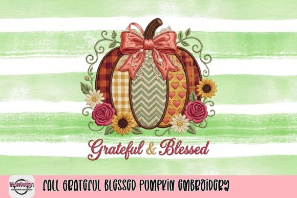 Fall Grateful Blessed Pumpkin Embroidery
