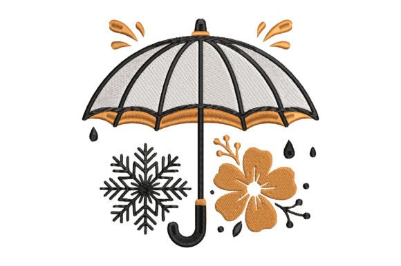 Floral Wreath Umbrella Embroidery Design