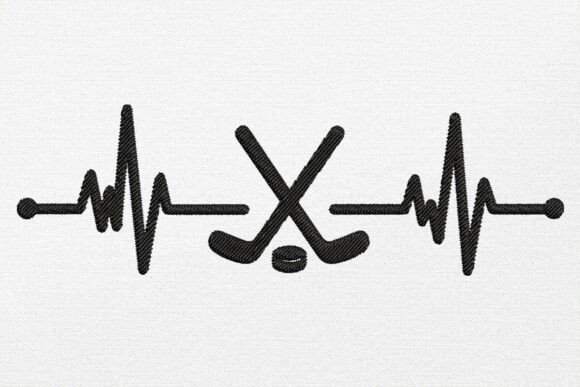 Hockey Heartbeat Embroidery Design