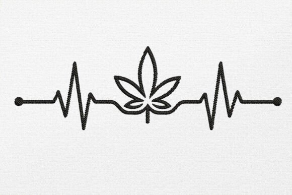 Marijuana Heartbeat Embroidery