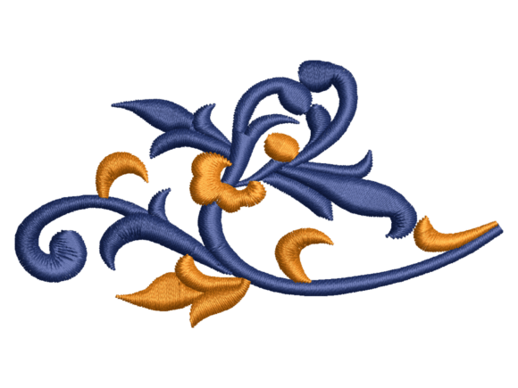 Ottoman Blue Floral Scroll Embroidery