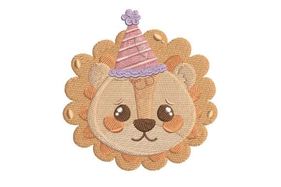 Party Hat Lion Embroidery