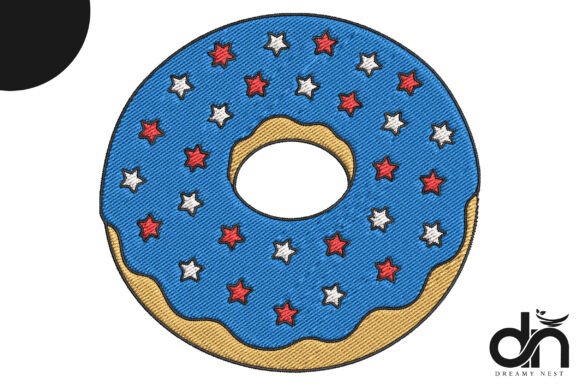 Patriotic USA Donut Embroidery Design