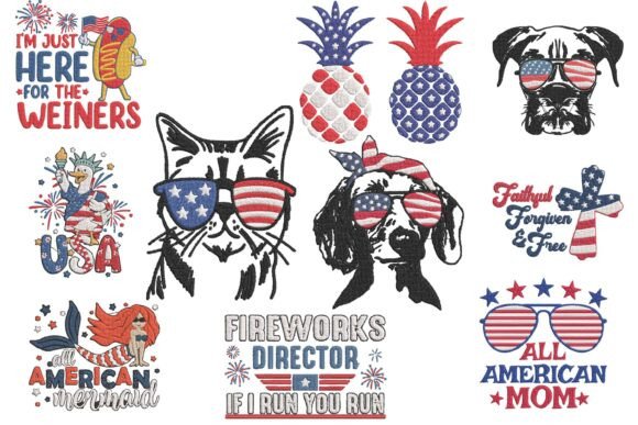 Patriotic USA Embroidery Bundle Designs