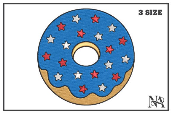 Patriotic USA Star Donut Embroidery
