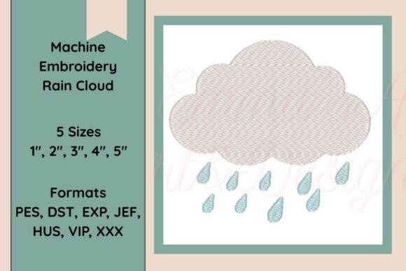 Rain Cloud Machine Embroidery Design