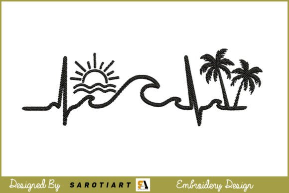 Summer Embroidery Design Line Art