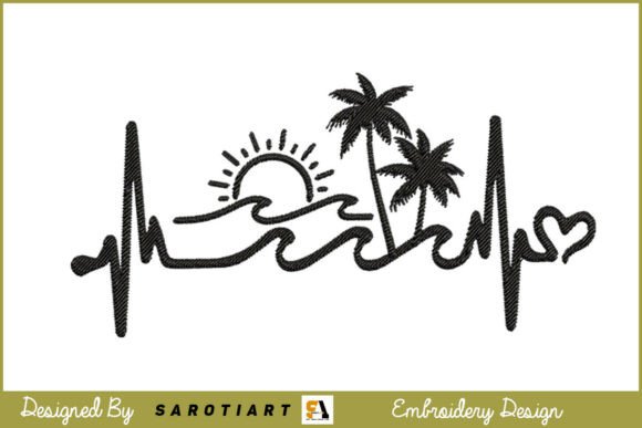 Summer Embroidery Design, Love Line Art