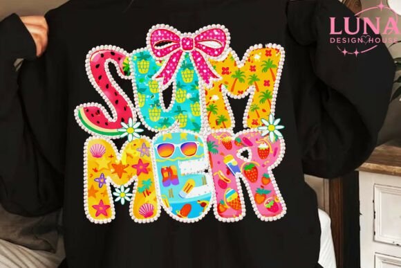 Summer Faux Embroidery Bow PNG Clipart