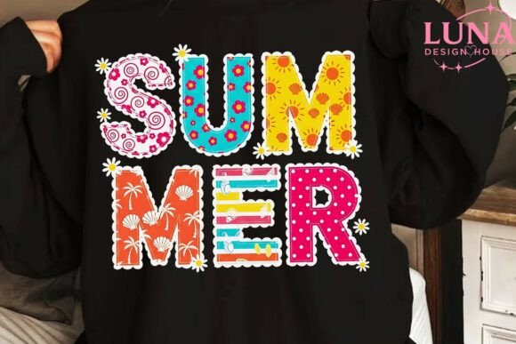 Summer Faux Embroidery Letters PNG