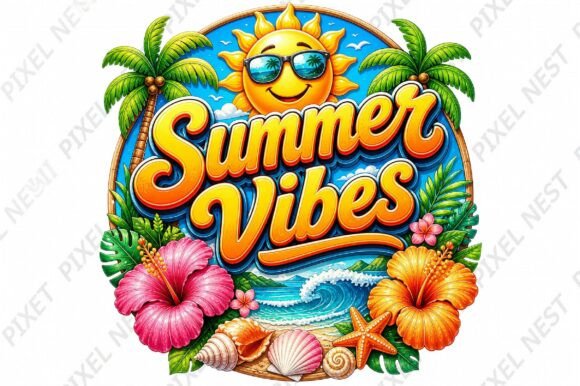Summer Faux Embroidery PNG Bundle