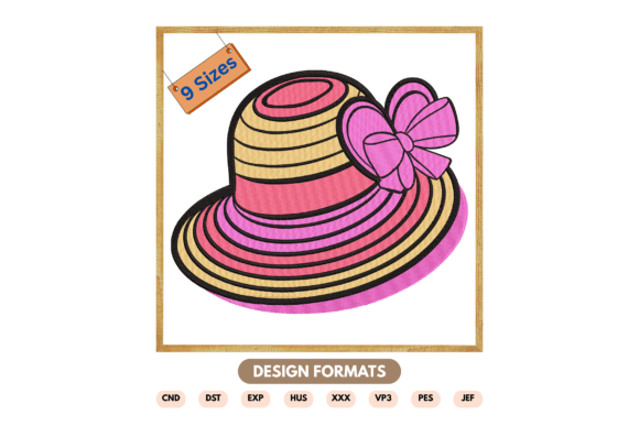 Summer Sun Hat Embroidery Design