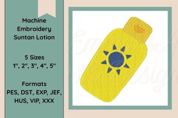 Suntan Lotion Embroidery Design