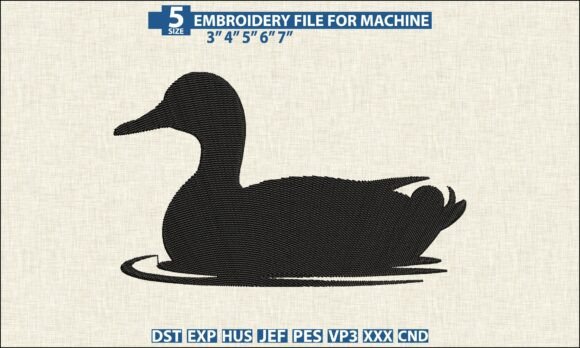 Swimming Duck Embroidery Design