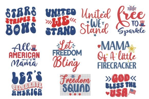 USA Family Patriotic Embroidery Bundle