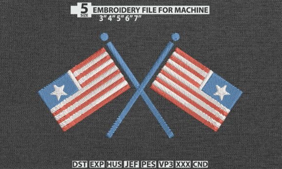 USA Flag DST PES Embroidery Design