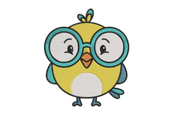 Wise Owl in Glasses Embroidery